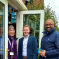 Bradley with Home Secretary, James Cleverly MP, meeting residents